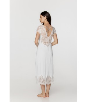 Camisón largo ajustado micromodal rosa lateral